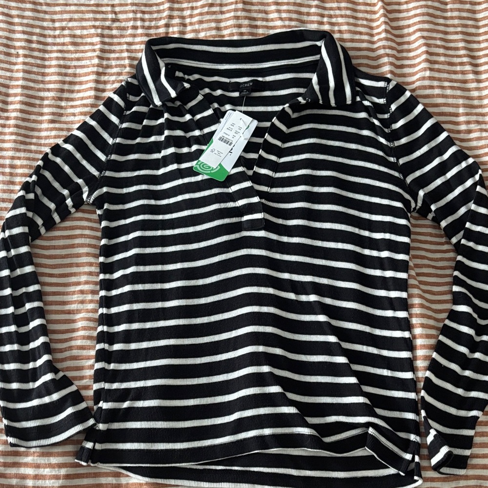J.Crew Striped Black and White collared shirt